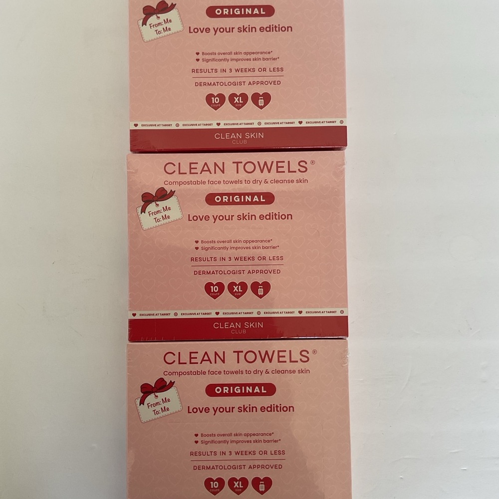 Clean Skin Club Clean Towels  Set of 3 Boxes NWT